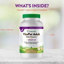 NaturVet VitaPet Adult Plus Breath Aid Chewable Tablets Multivitamin for Dogs