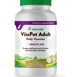 NaturVet VitaPet Adult Plus Breath Aid Chewable Tablets Multivitamin for Dogs
