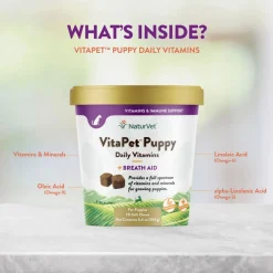 NaturVet VitaPet Puppy Daily Vitamins Plus Breath Aid Soft Chews for Puppies, 70 count