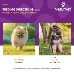 NaturVet VitaPet Puppy Plus Breath Aid Chewable Tablets Multivitamin for Dogs, 60 count