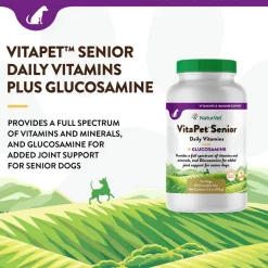 NaturVet VitaPet Senior Daily Vitamins Plus Glucosamine Dog Supplement, 60 count