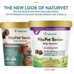 NaturVet VitaPet Senior Daily Vitamins Plus Glucosamine Dog Supplement, 60 count