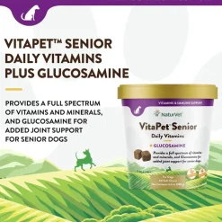 NaturVet VitaPet Senior Daily Vitamins Plus Glucosamine Dog Supplement, 60 count