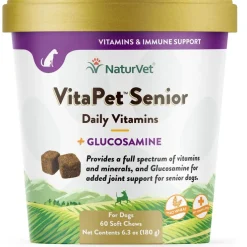 NaturVet VitaPet Senior Daily Vitamins Plus Glucosamine Dog Supplement, 60 count