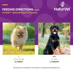 NaturVet VitaPet Senior Daily Vitamins Plus Glucosamine Dog Supplement, 60 count