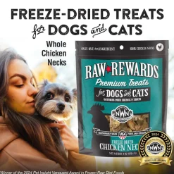 Northwest Naturals Freeze-Dried Chicken Necks Treats for Dogs & Cats (4 oz)