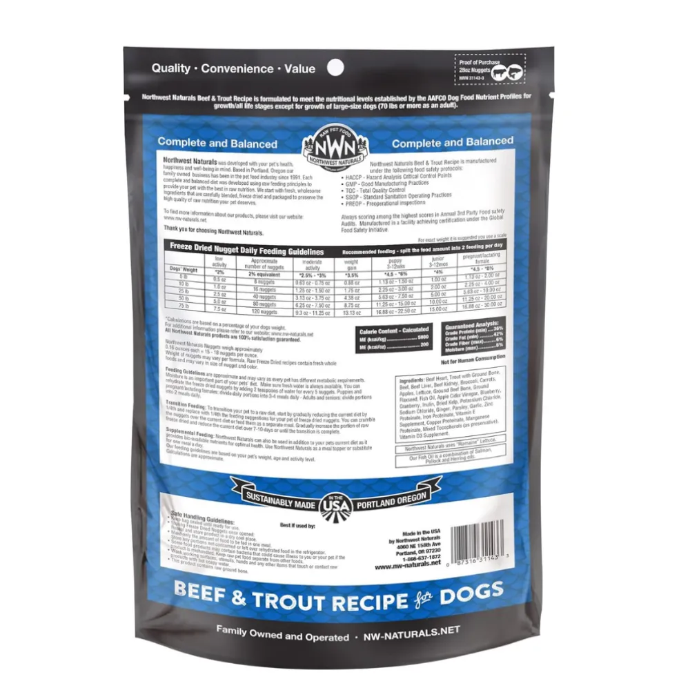 Northwest Naturals Freeze-Dried Nuggets Beef & Trout Recipe Raw Diets for Dogs