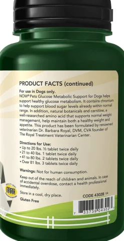 NOW Pets Glucose Metabolic Support 90 ct