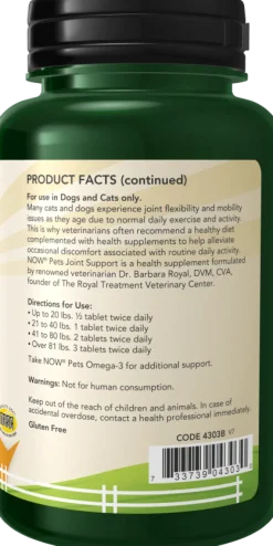 NOW Pets Joint Support Dog & Cat Supplement, 90 count