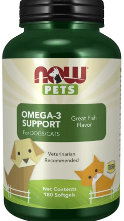 NOW Pets Omega-3 Support For Dog & Cat, 180 ct