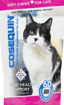 Nutramax Cosequin Joint Health Supplement for Cats - With Glucosamine, Chondroitin, and Omega-3's, 60 Soft Chews