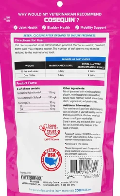 Nutramax Cosequin Joint Health Supplement for Cats - With Glucosamine, Chondroitin, and Omega-3's, 60 Soft Chews