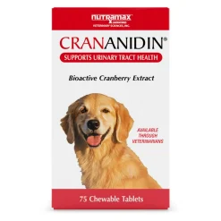Nutramax Crananidin Cranberry Extract Urinary Tract Health Supplement for Dogs, 75 Chewable Tablets