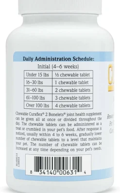 Nutramax Curaflex 2 Joint Health Supplement for Dogs, 120 Chewable Tablets