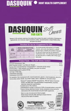 Nutramax Dasuquin Joint Health Supplement for Cats - With Glucosamine, Chondroitin, ASU, Boswellia Serrata Extract, Green Tea Extract, Omega-3’s, 84 Soft Chews