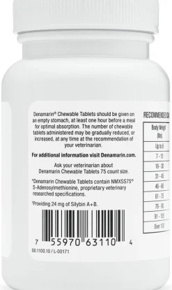 Nutramax Denamarin Liver Health Supplement for Dogs of All Sizes, With S-Adenosylmethionine (SAMe) and Silybin