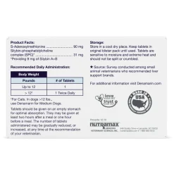 Nutramax Denamarin Liver Health Supplement for Small Dogs and Cats - With S-Adenosylmethionine (SAMe) and Silybin