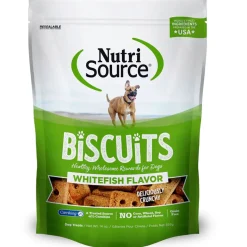 NutriSource Grain-Free Biscuits Whitefish Flavor Dog Treats, 14-oz