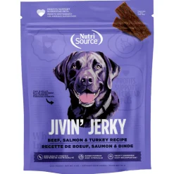 NutriSource Jivin' Jerky Beef Salmon & Turkey Jerky Dog Treats (4 oz)