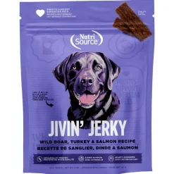 NutriSource Jivin' Jerky Boar Turkey & Salmon Jerky Dog Treats (4 oz)