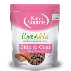NutriSource PureVita LID Skin and Coat Dog Treats Salmon, 6-oz