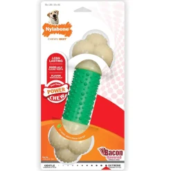 Nylabone Double Action Power Chew Durable Dog Toy Bacon