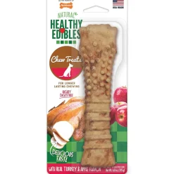 Nylabone Healthy Edibles Natural Dog Chews Long Lasting Turkey & Apple Treats for Dogs