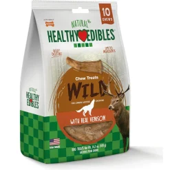 Nylabone Healthy Edibles WILD Natural Long Lasting Venison Antler Dog Chew Treats - Medium/Wolf, 10-count
