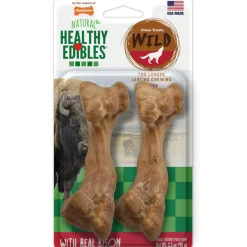 Nylabone Healthy Edibles WILD Natural Long-Lasting Bison Flavor Bone Chew Treats for Dogs