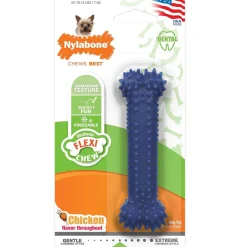 Nylabone Moderate Chew FlexiChew Dental Chew Toy, Textured Bone, Chicken Flavor