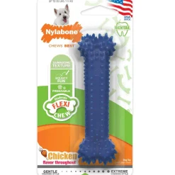 Nylabone Moderate Chew FlexiChew Dental Chew Toy, Textured Bone, Chicken Flavor