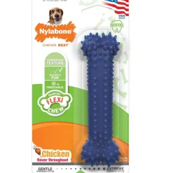 Nylabone Moderate Chew FlexiChew Dental Chew Toy, Textured Bone, Chicken Flavor