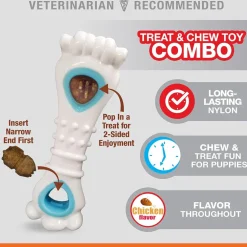 Nylabone Power Chew Chicken Flavored Knuckle Bone & Pop-In Treat Toy Combo Dog Chew Toy