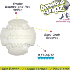 Nylabone Power Play Dog Baseball Gripz, Medium/Wolf