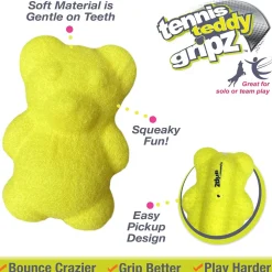 Nylabone Power Play Tennis Teddy Gripz Bear Dog Toy, Medium/Wolf