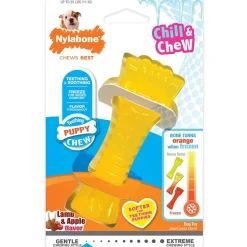 Nylabone Puppy Chew Freezer Teething Chill & Chew Dog Toy, Lamb & Apple Flavor, Small/Regular