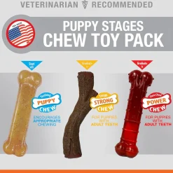 Nylabone Puppy Chew Stages Triple Pack Chewy Toys Puppy Stages Triple Pack, Medium, 3 count