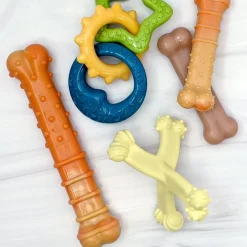 Nylabone Puppy Power Chew Teething Toy Rings Dogs Bacon Flavor, Small