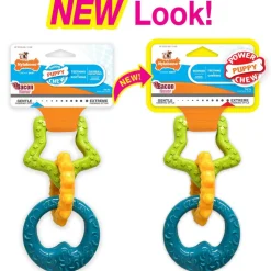 Nylabone Puppy Power Chew Teething Toy Rings Dogs Bacon Flavor, Small