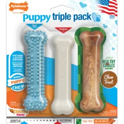 Nylabone Puppy Triple Pack Treat & Chew for Puppies - Variety Pack