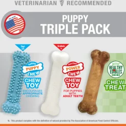 Nylabone Puppy Triple Pack Treat & Chew for Puppies - Variety Pack