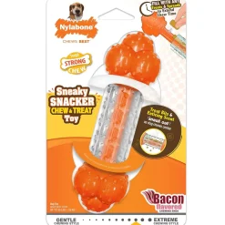 Nylabone Sneaky Snacker Bacon Flavor Dog Treat Toy, Orange