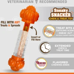 Nylabone Sneaky Snacker Bacon Flavor Dog Treat Toy, Orange