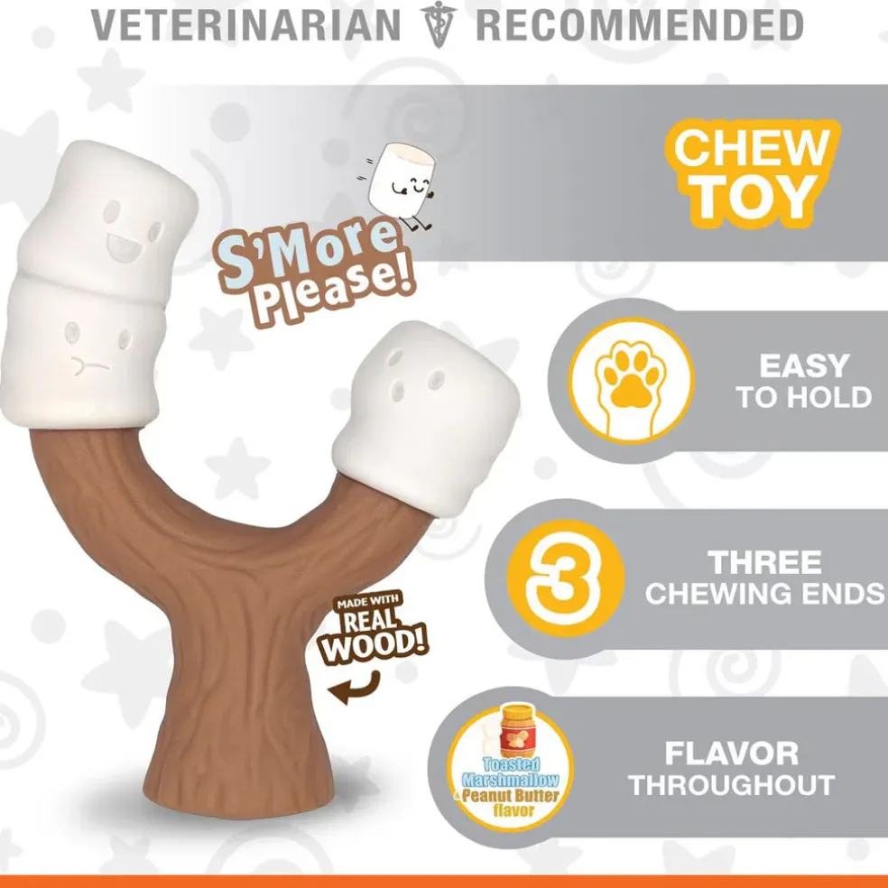 Nylabone Strong Toasted Marshmallow Stick & Peanut Butter Flavor Tough Dog Chew Toy, Large/Giant