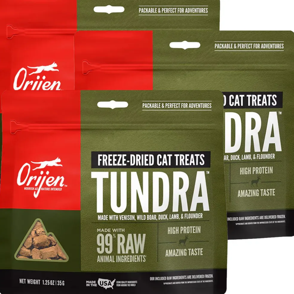 ORIJEN Tundra Grain-Free High-Protein Raw Animal Ingredients Freeze Dried Cat Treats, 1.25-oz bag