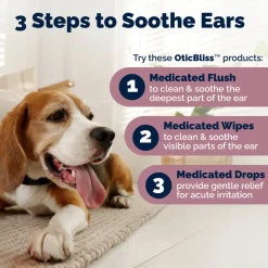 Oticbliss Advanced Vet Strength Medicated Ear Wipes for Cats & Dogs, 50 ct