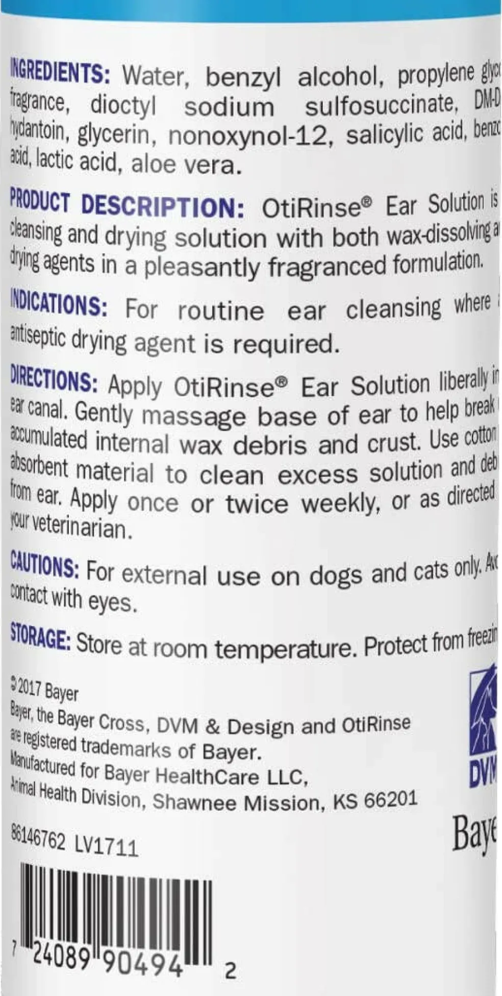 OtiRinse Ear Cleansing/Drying Solution for Dogs & Cats (8 oz)