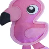 Outward Hound Fire Biterz Flamingo Plush Firehouse Material Interactive Dog Toy, Small