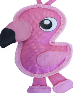 Outward Hound Fire Biterz Flamingo Plush Firehouse Material Interactive Dog Toy, Small
