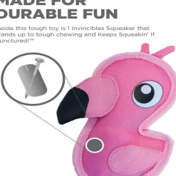 Outward Hound Fire Biterz Flamingo Plush Firehouse Material Interactive Dog Toy, Small
